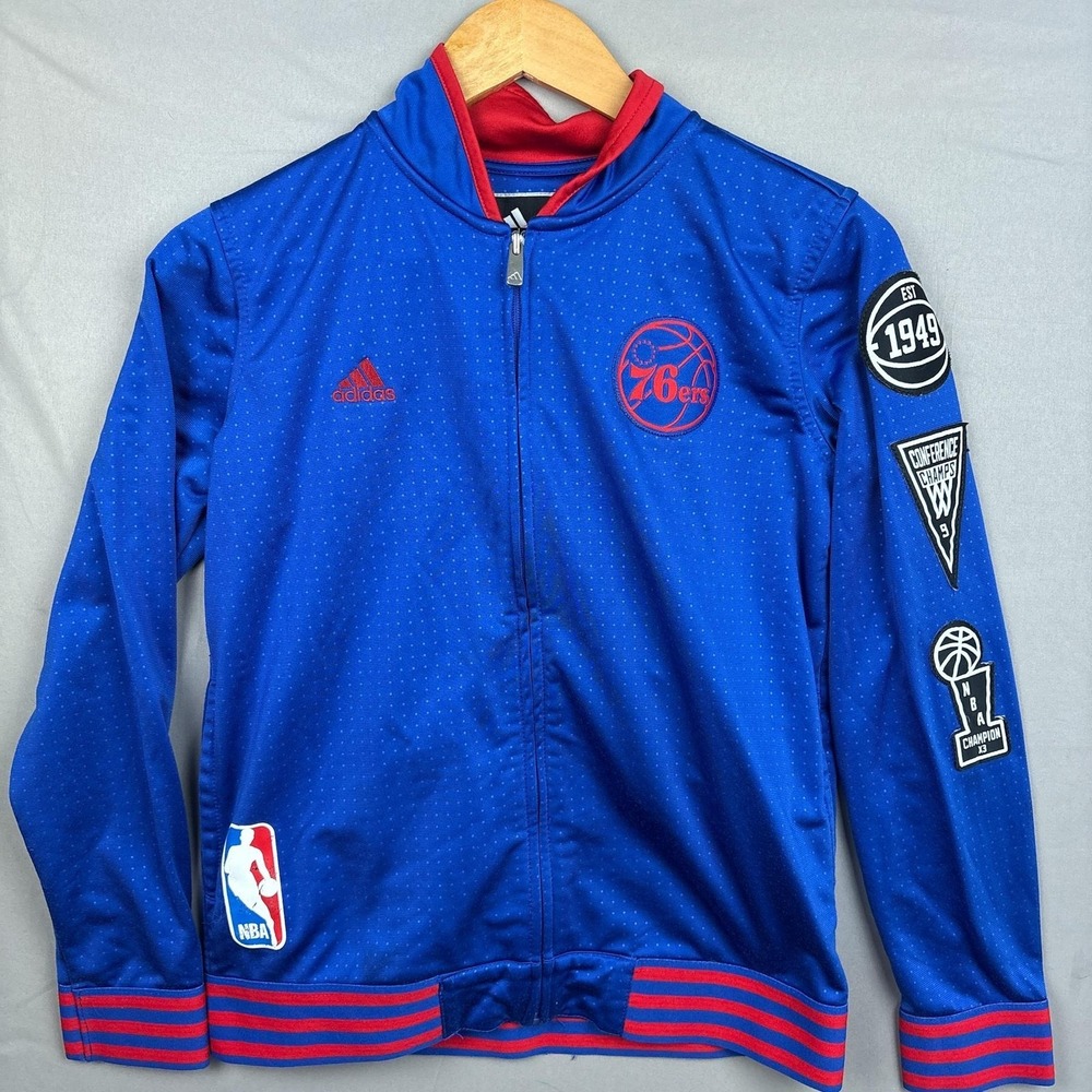 Philadelphia 76ers Youth Medium Full Zip On Court Warmup Champion Jacket